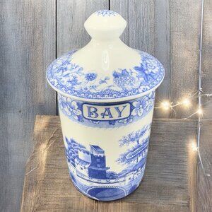 The Spode Blue Room Collection Porcelain Small Spice Jar Canister Container Bay
